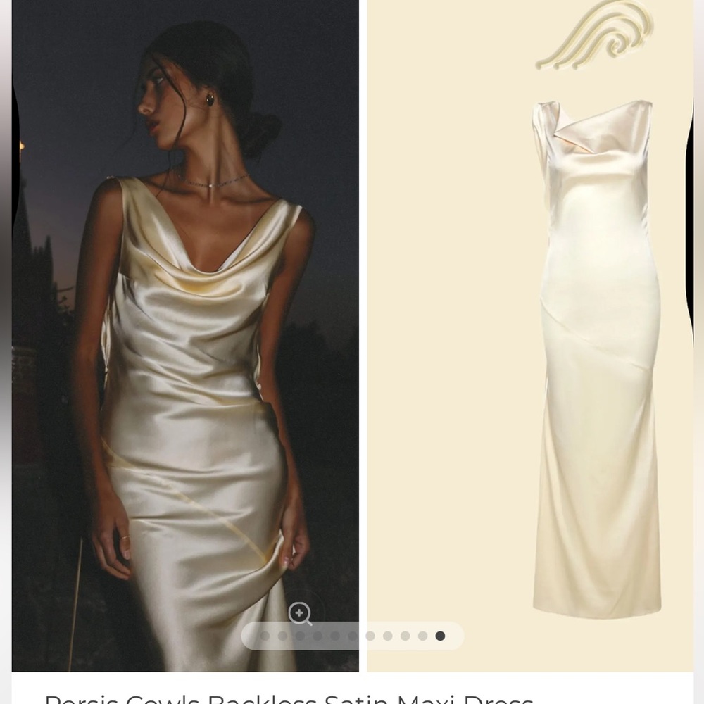 NWT Sunfere Persis Cowls Backless Satin Maxi Dress